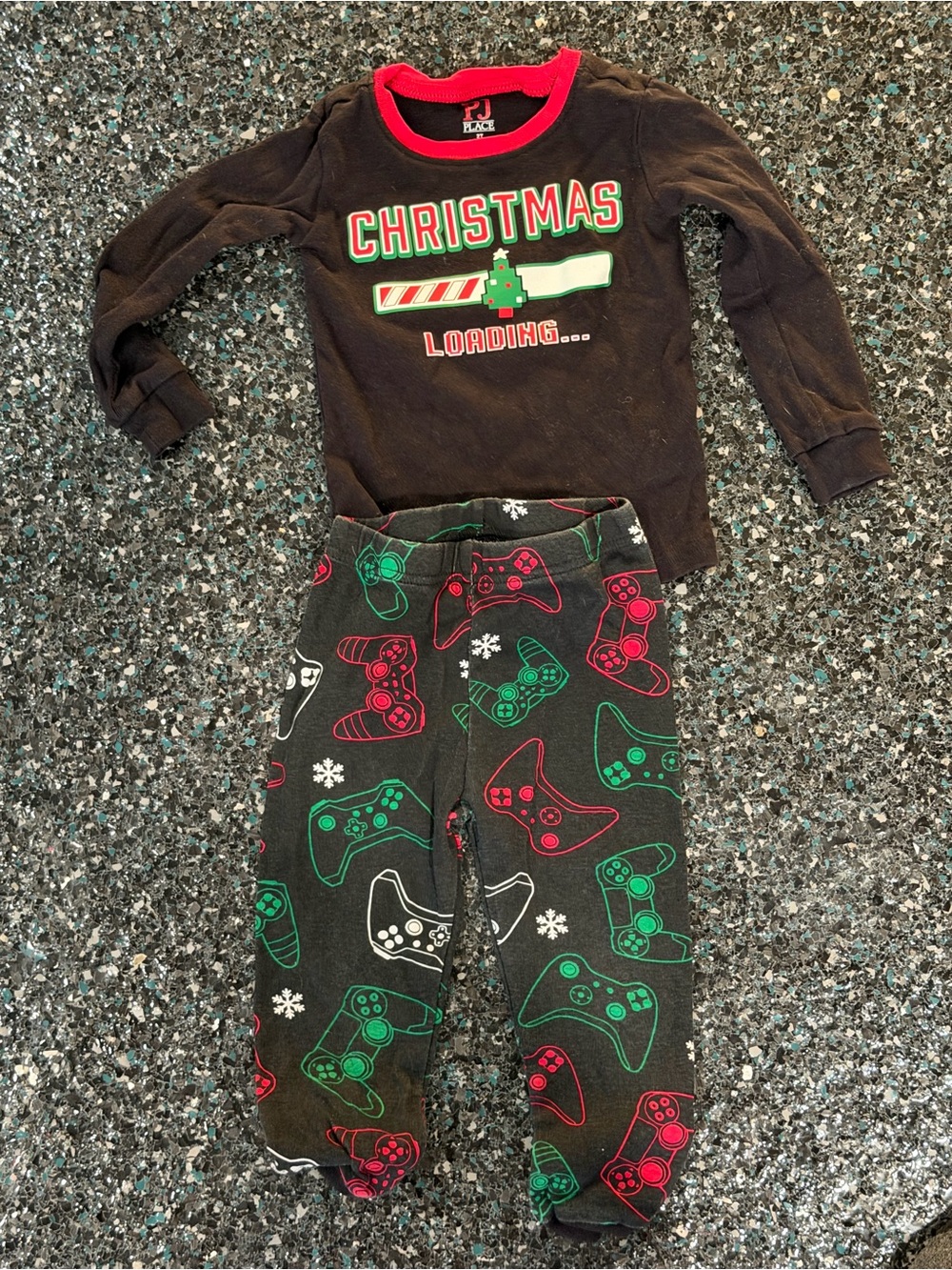 PJ Place 2T Cotton Snug Fit Christmas Graphic 2-Piece Pajama Set Black Red